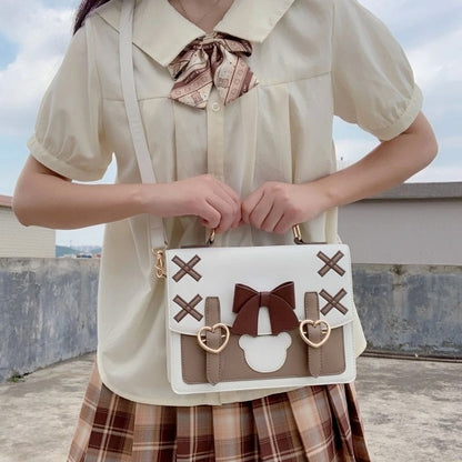 Kawaii JK Lolita Bowknot Heart Bear Crossbody Bag