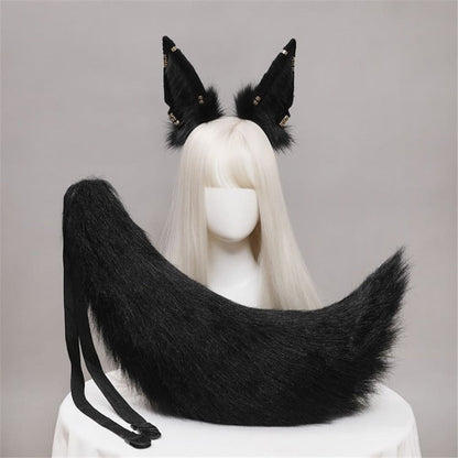 Plush Fox Long Ears Tail Cosplay Headband Accessory Two Piece Set