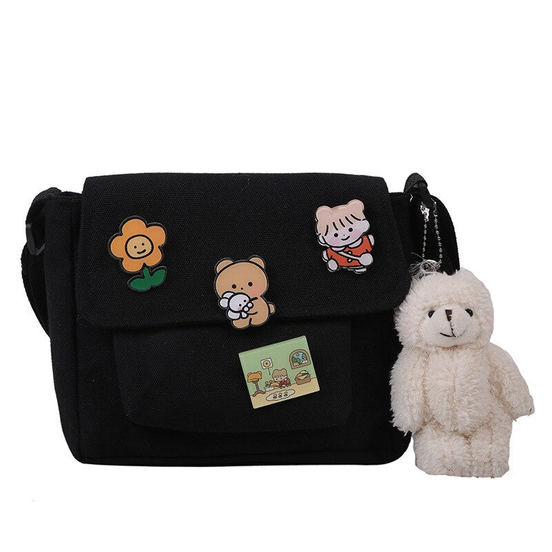 Kawaii Canvas Mini Crossbody Bag