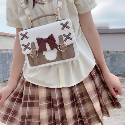 Kawaii JK Lolita Bowknot Heart Bear Crossbody Bag