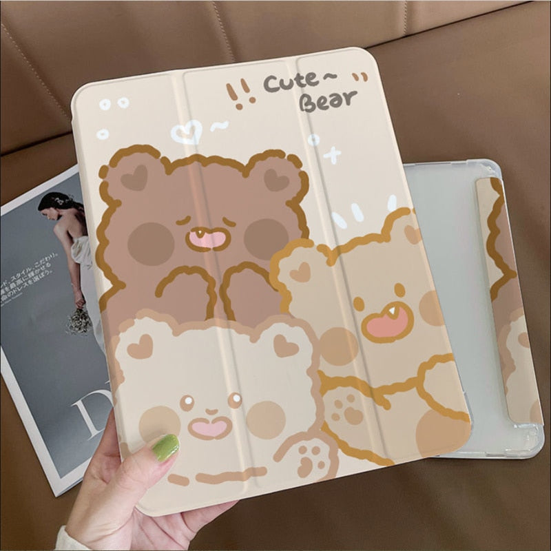 Kawaii Cute Bear Friends iPad & Laptop Sleeve - iPad & Laptop Sleeve - Kawaii Bonjour