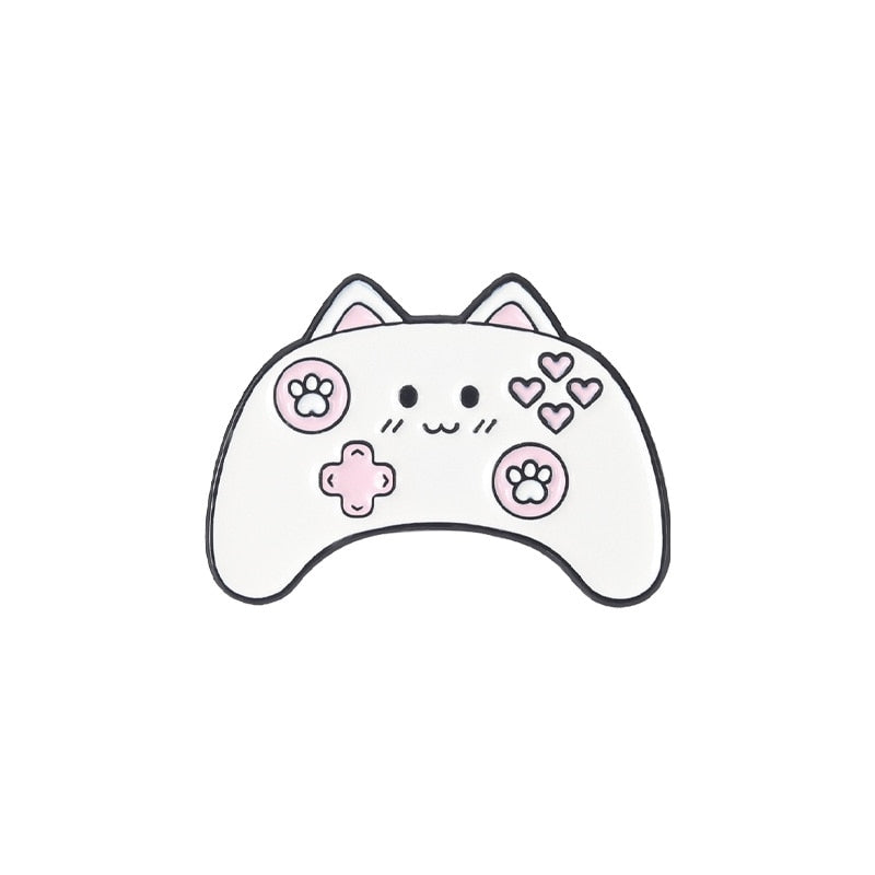 Kawaii Gamer Cat Brooch