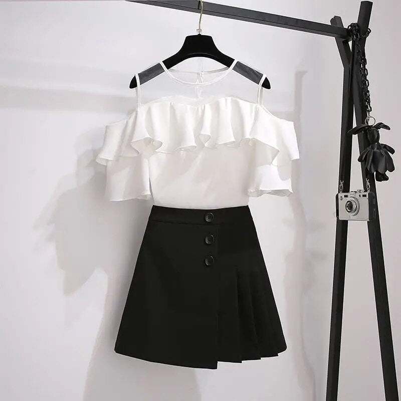 Strap Sweet Fashion Shirt & Skirt Set - New, Skirt, Tops - Kawaii Bonjour