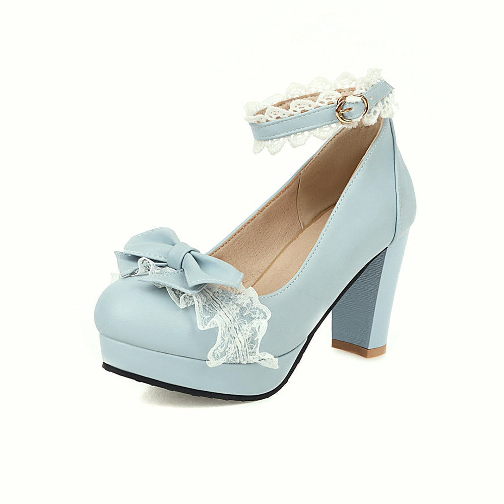 Lolita Lace High Heel Mary Janes Shoes - Mary Janes - Kawaii Bonjour