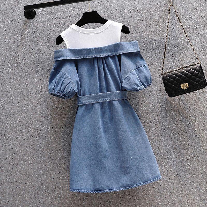 Korean Fashion Denim Mini Dress - Dress, New - Kawaii Bonjour