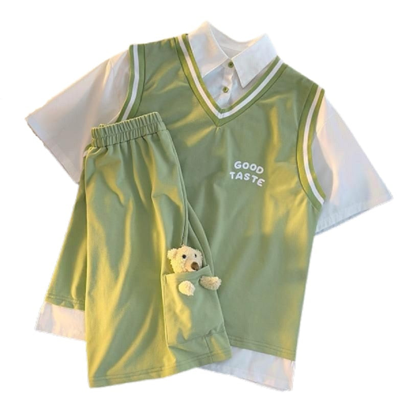 Kawaii Bear Sports Shirt & Short Sets - New, Shorts, Tops - Kawaii Bonjour
