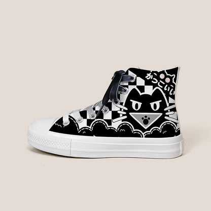 Colorblock Black Cat & Paw Sneakers