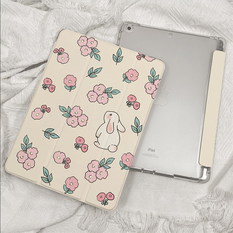 Kawaii Flowers Rabbit iPad & Laptop Sleeve - iPad & Laptop Sleeve - Kawaii Bonjour