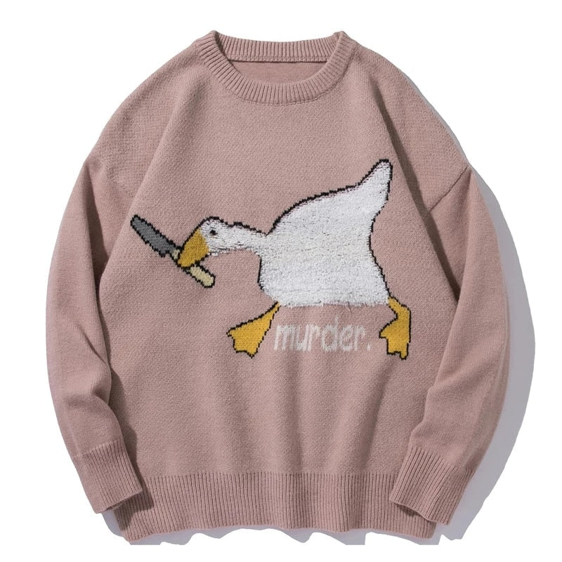 Harajuku Cartoon Murder Duck Knit Sweater