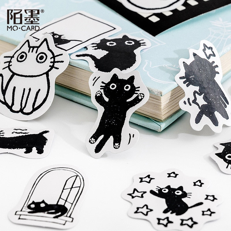 Cute Black Cat Sticker Pack - Shop Online on roomtery