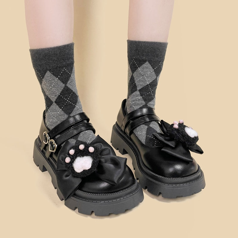 Lolita Paws Bow Platform Mary Janes Shoes