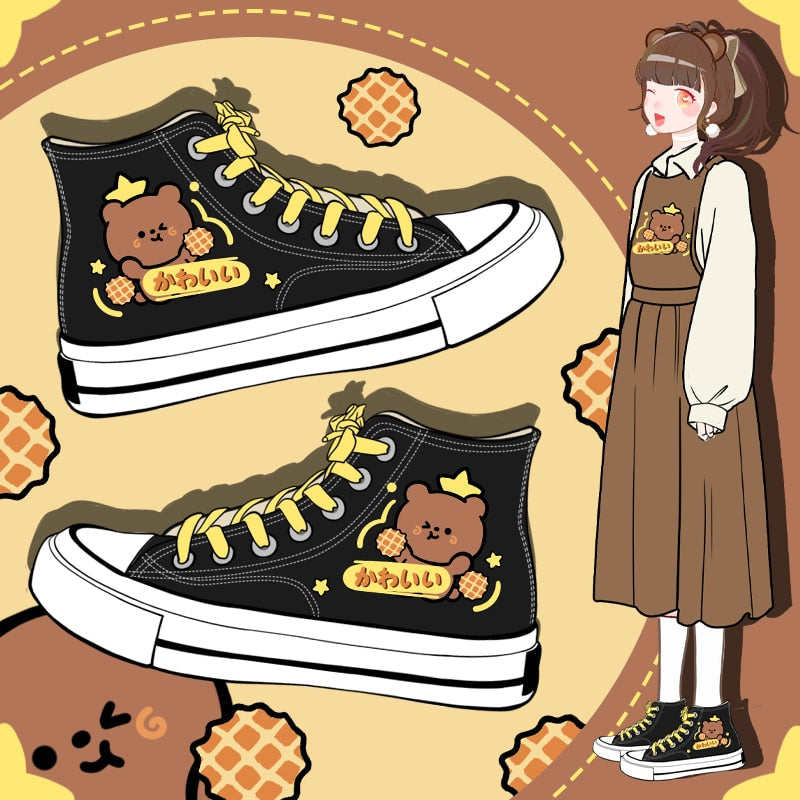 Kawaii Snack Time Biscuits Bear Sneakers - Sneakers - Kawaii Bonjour