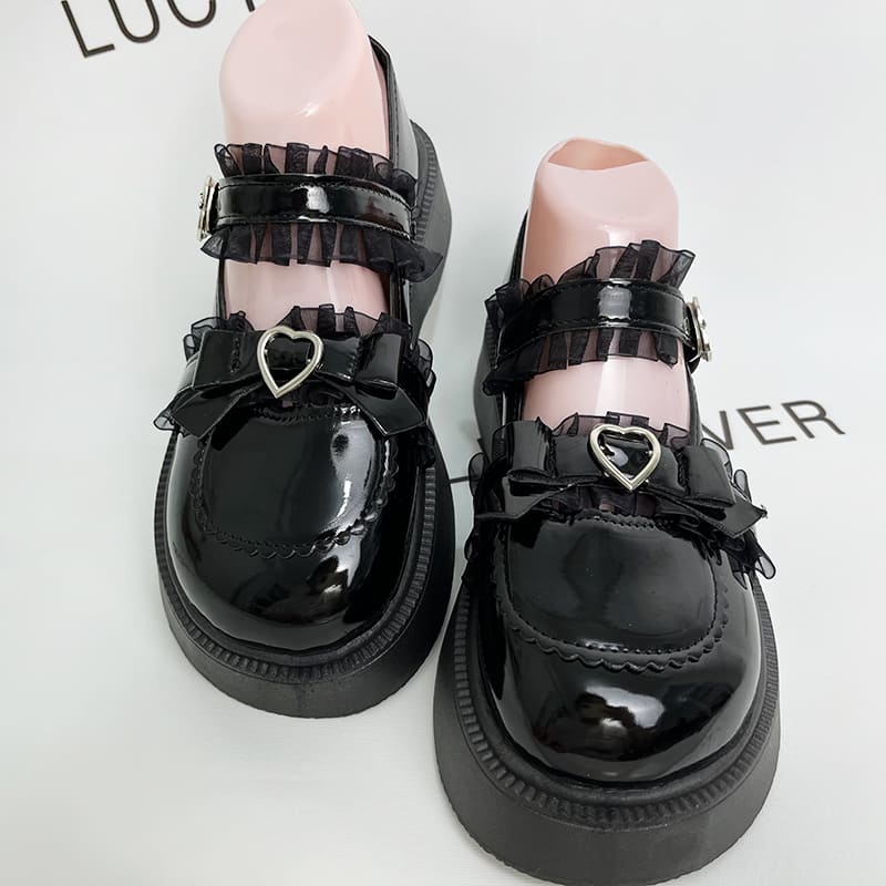 Lolita Lace Heart Buckle Mary Janes Shoes