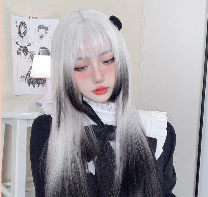 Stylish Lolita Long Straight Hair Wig With Air Bangs