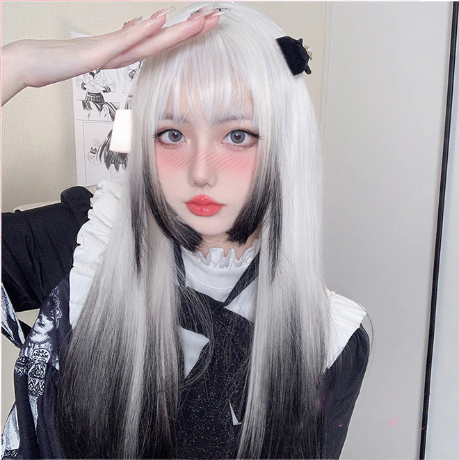 Stylish Lolita Long Straight Hair Wig With Air Bangs