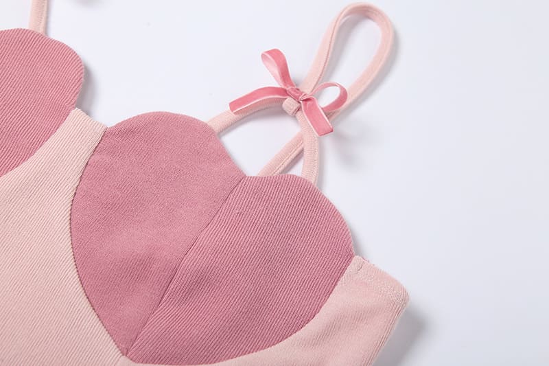 Pink Heart Tight-Fitting Hip Elastic Sling Dress