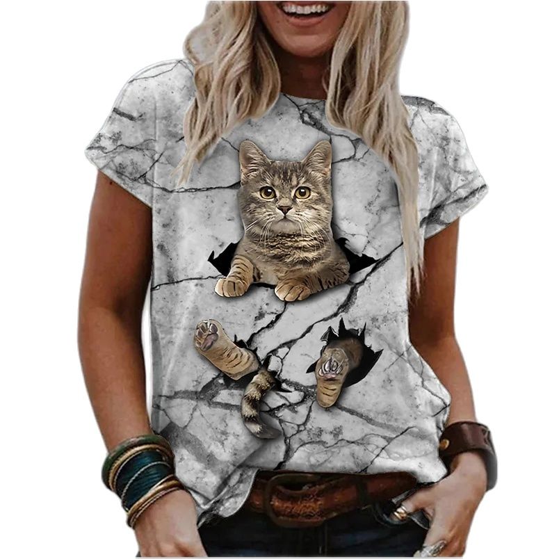 3D Cat Climb Up On The Branch T-Shirt
