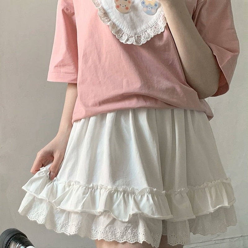 Kawaii Lolita Raffle Lace Mini Skirt - Skirts - Kawaii Bonjour