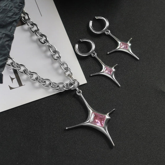 Pink Crystal Star Pendant Jewelry