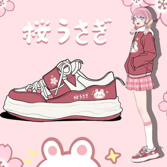 Kawaii Cartoon Flowers Bunny Letter Sneakers