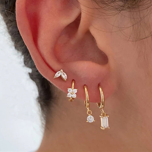 Unique Crystal Zirconia Hoop Earrings