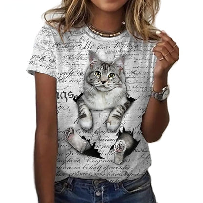 3D Mysterious Words Pop Cat T-Shirt