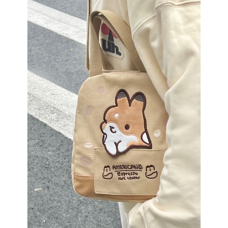 Kawaii Cartoon Bunny Espresso Crossbody Bag