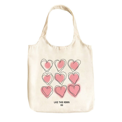 Y2k Sweet Love Heart Canvas Tote Bag