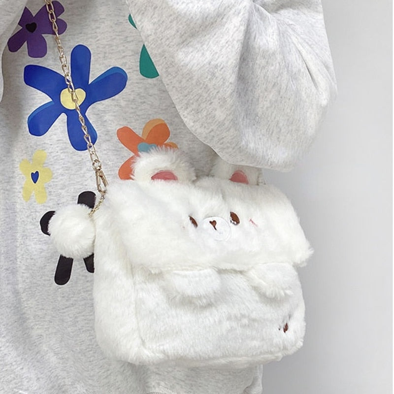 Kawaii Sweet Fluffy Bear Crossbody Bag