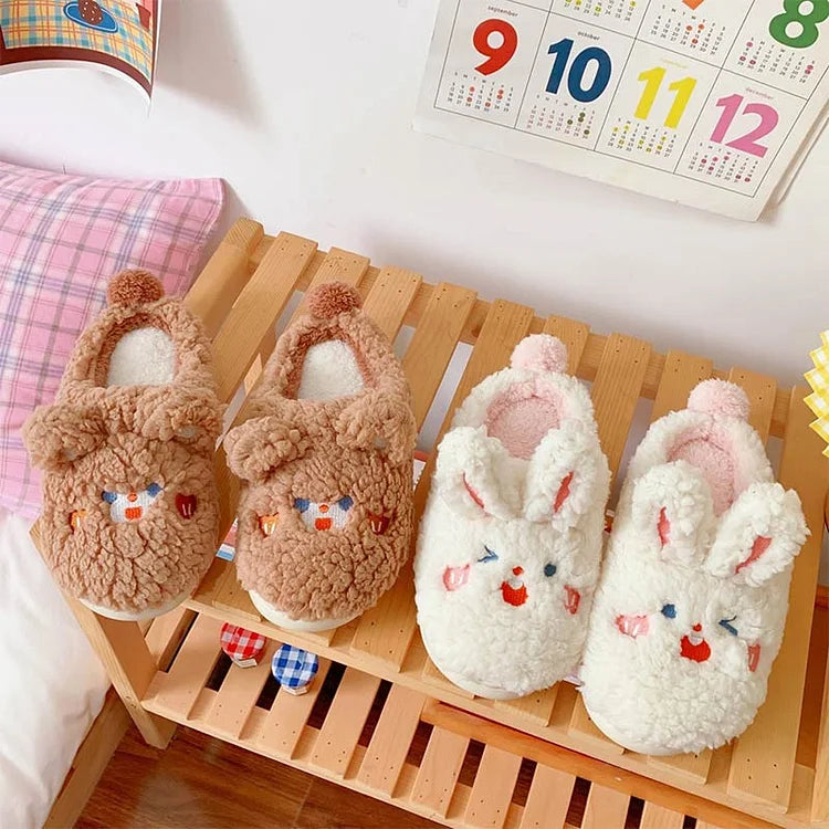 Kawaii Cute Bunny Bear Plush Slippers
