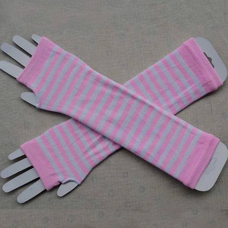 Multi Color Striped Knit Gloves