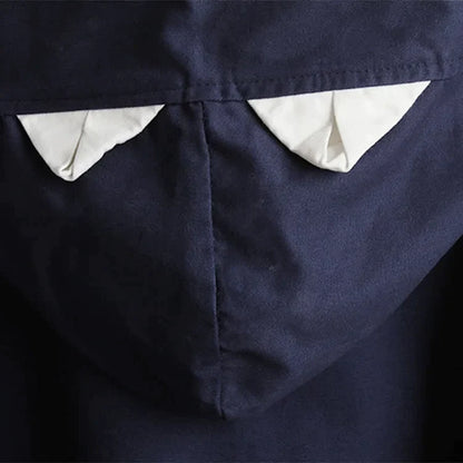Cartoon Cat Paws Embroidery Zipper Hooded Cloak Coat