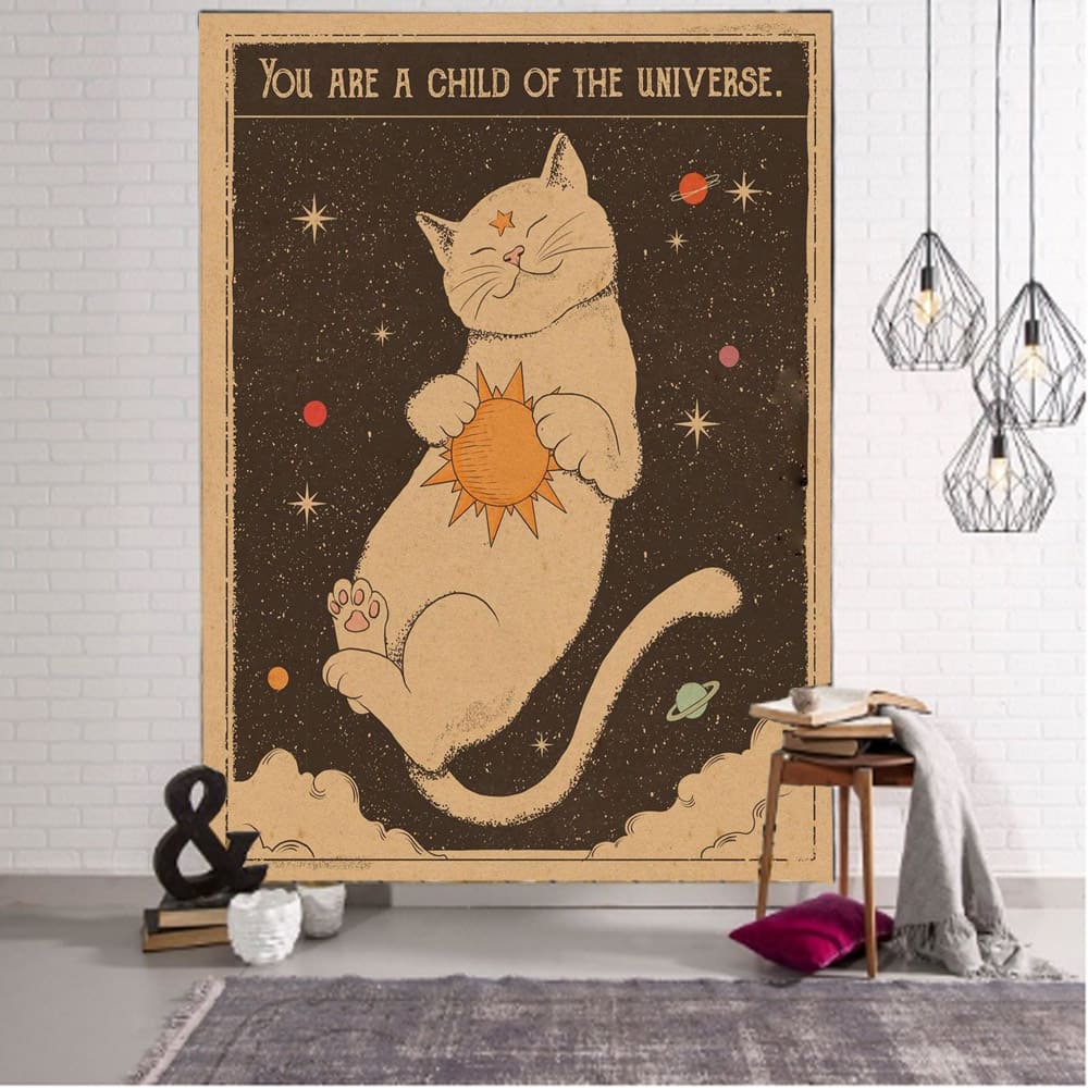 Cartoon Universe Kitty Cat Wall Tapestry