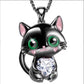 Kitty Crystal Heart Cat Necklace
