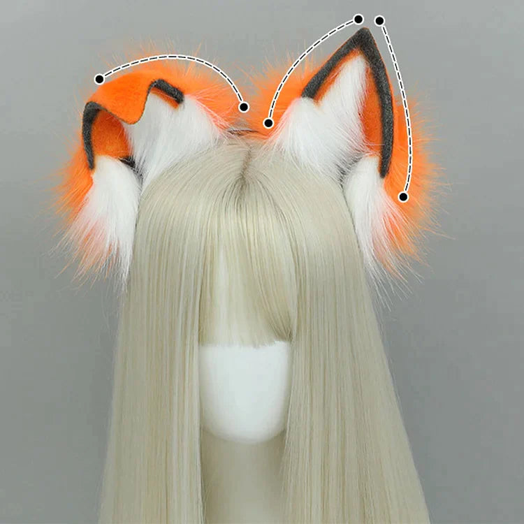 Two Piece Set Fox Ears Tail Headband Cosplay Costume Accessory