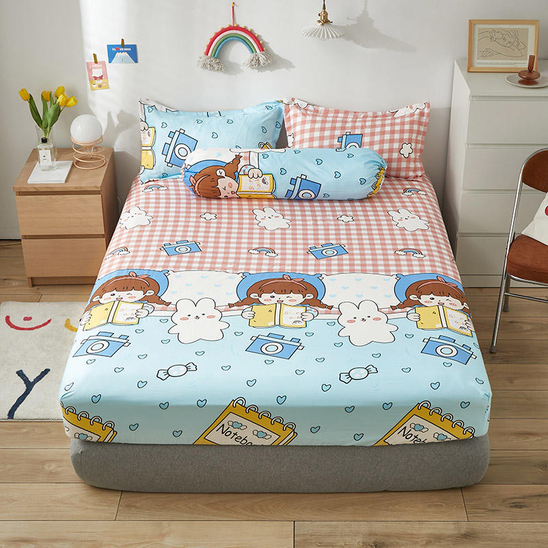 Cartoon Girls Bunny Chill Time Fitted Bedsheet