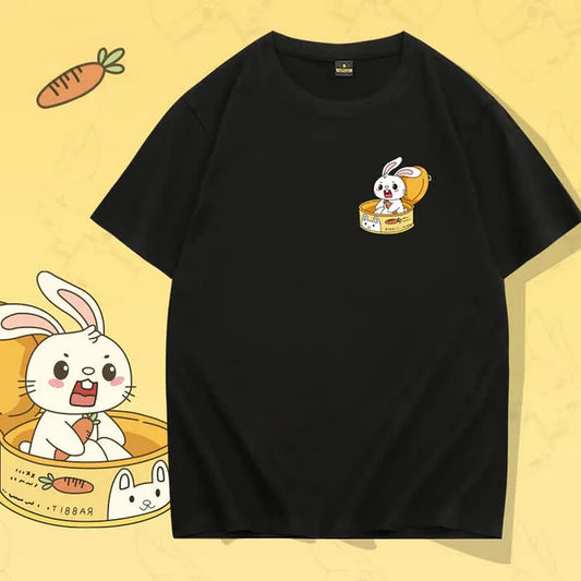 Cute Fun Cartoon Bunny Print T-Shirt