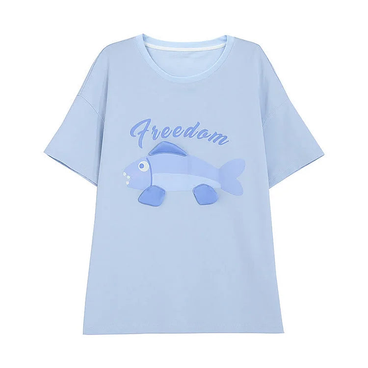 Cartoon Animal Letter Print Matching Best Friends T-Shirt