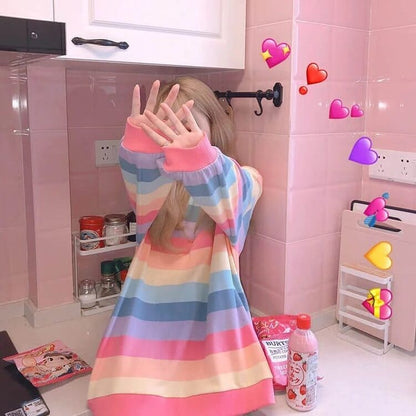 Kawaii Rainbow Striped T-Shirt
