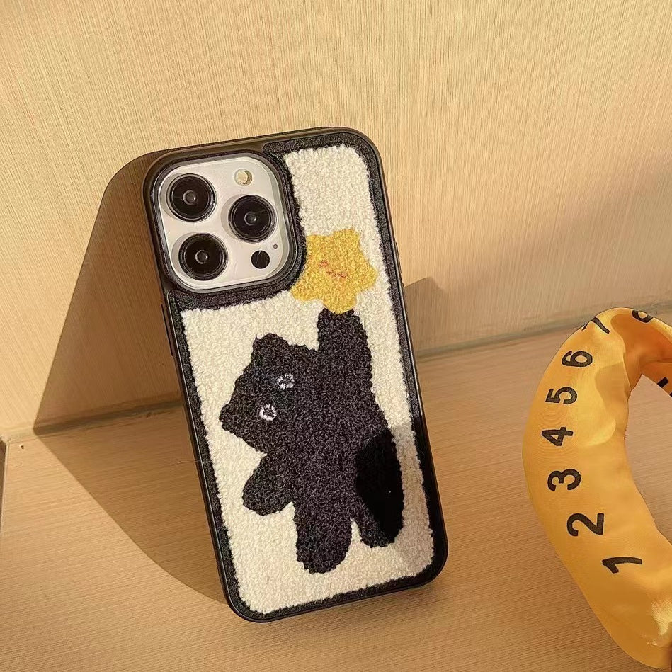 Kawaii Cartoon Star Black Kitty iPhone Case