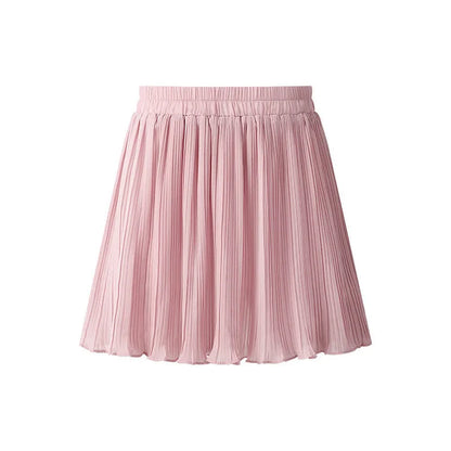 Pure Color High Waist Chiffon Pleated Skirt