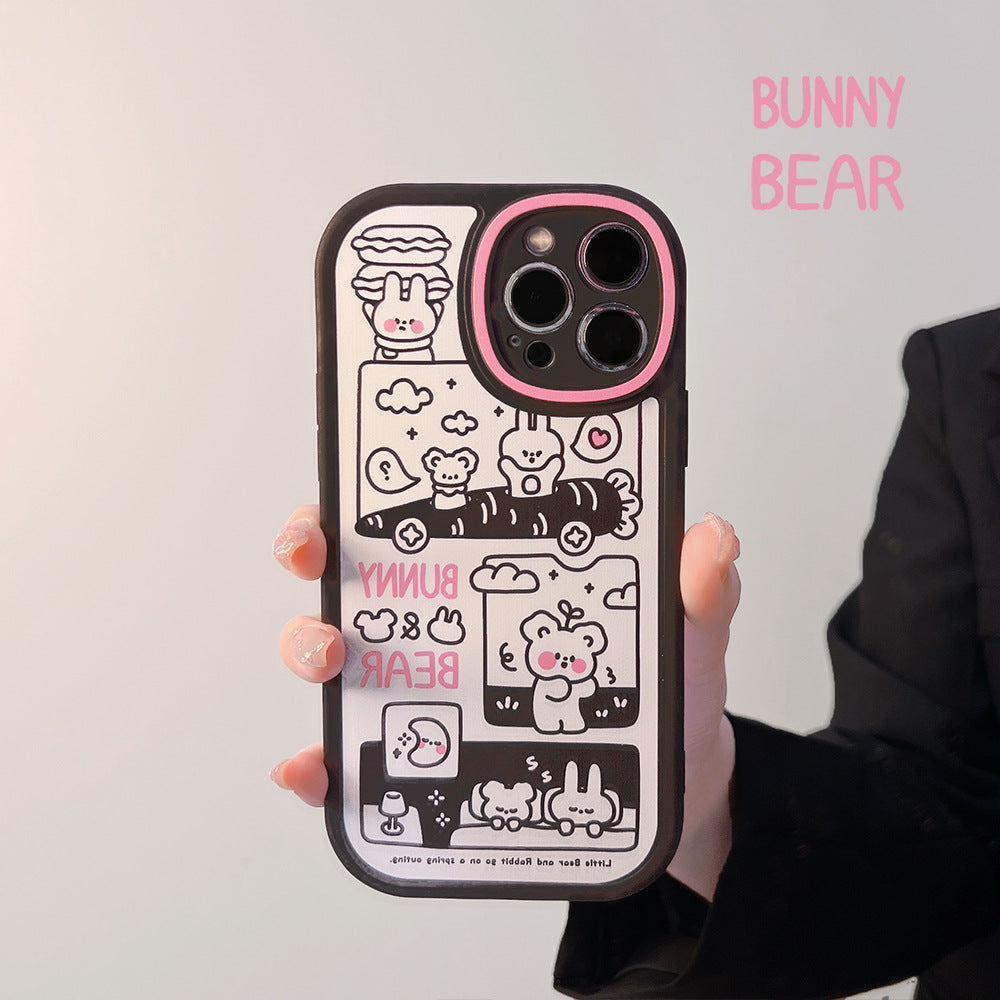 Kawaii Bunny Bear Friends Spring Outing iPhone Case