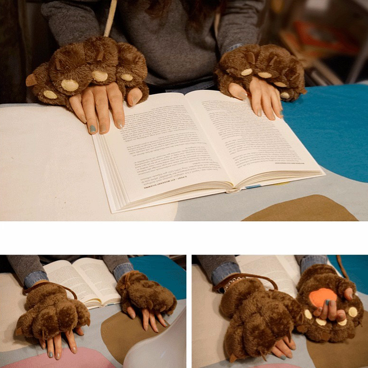 Cute Bear Claw Plush Warm Gloves