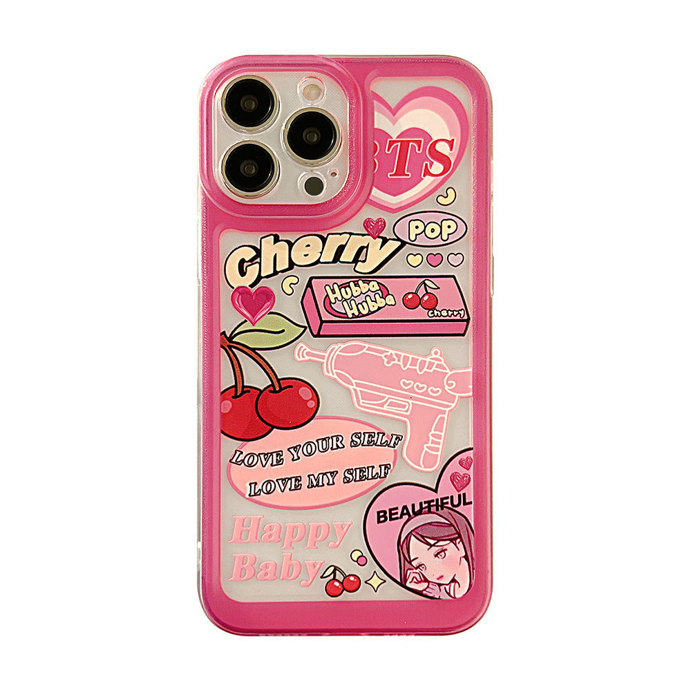 Kawaii Sweet Heart Pop Cherry Girl iPhone Case