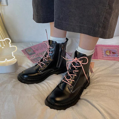 Lolita Bow Tie Ankle Flat Platform Boots