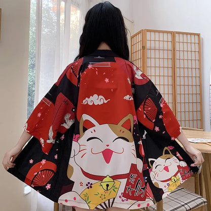 Lucky Cat Fortune Season Kimono