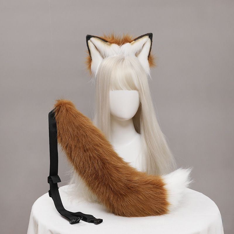 Anime Fox Ears Tail Headband Cosplay Costume Accessory Two Piece Set