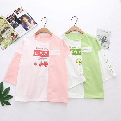 Kawaii Fashion Strawberry Avocado T-Shirt - New, T-Shirts - Kawaii Bonjour