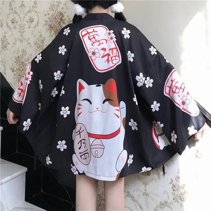 Vintage Lucky Cat Sakura Kimono