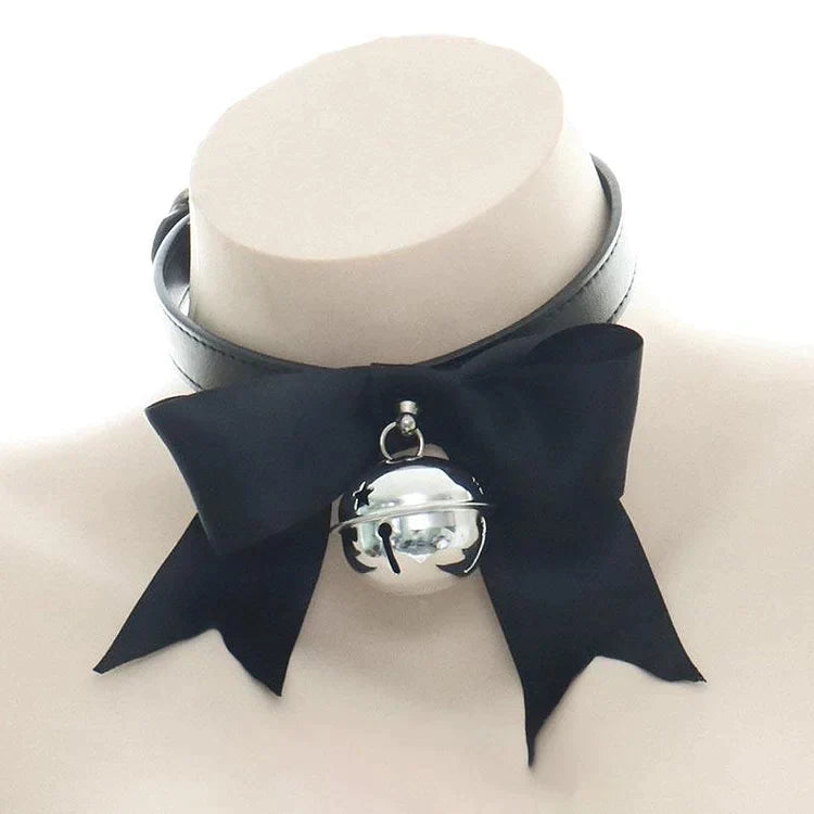 Cosplay Bow Bell Leather Sexy Cute Chain Necklace